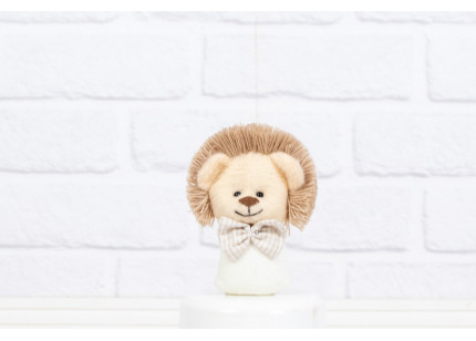 Leão Bebê 7 cm xadrez de bege