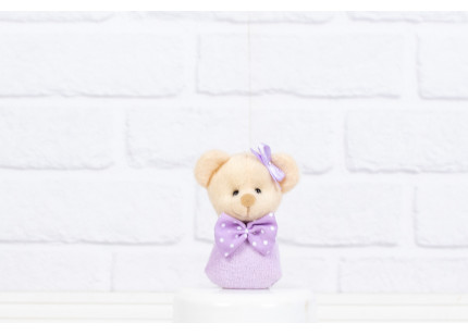 Urso Bebê 7 cm poá lilás -...