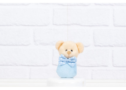 Urso Bebê 7 cm poá azul com...