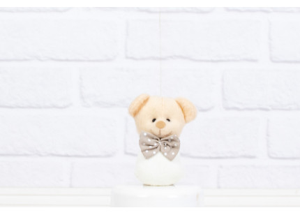 Urso Bebê 7 cm poá bege -...